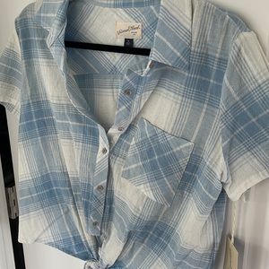 Universal Thread Blue Plaid Crop Top